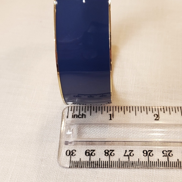 J Crew Blue Enamel and Gold Tone Bangle Classic - Picture 2 of 8